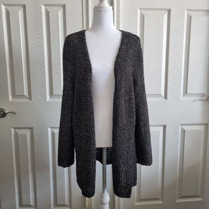 J Jill Open Front Cotton Cardigan Black Long Sleeve
